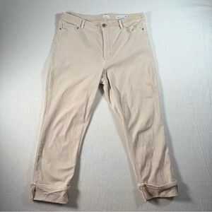 J. Jill Cream High-Rise Cropped Denim Size 14 Jeans Cuffed Light Barley Cotton